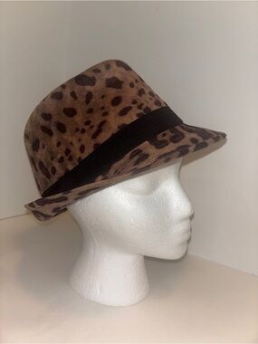 Leopard Print Fedora Hat with Black Band